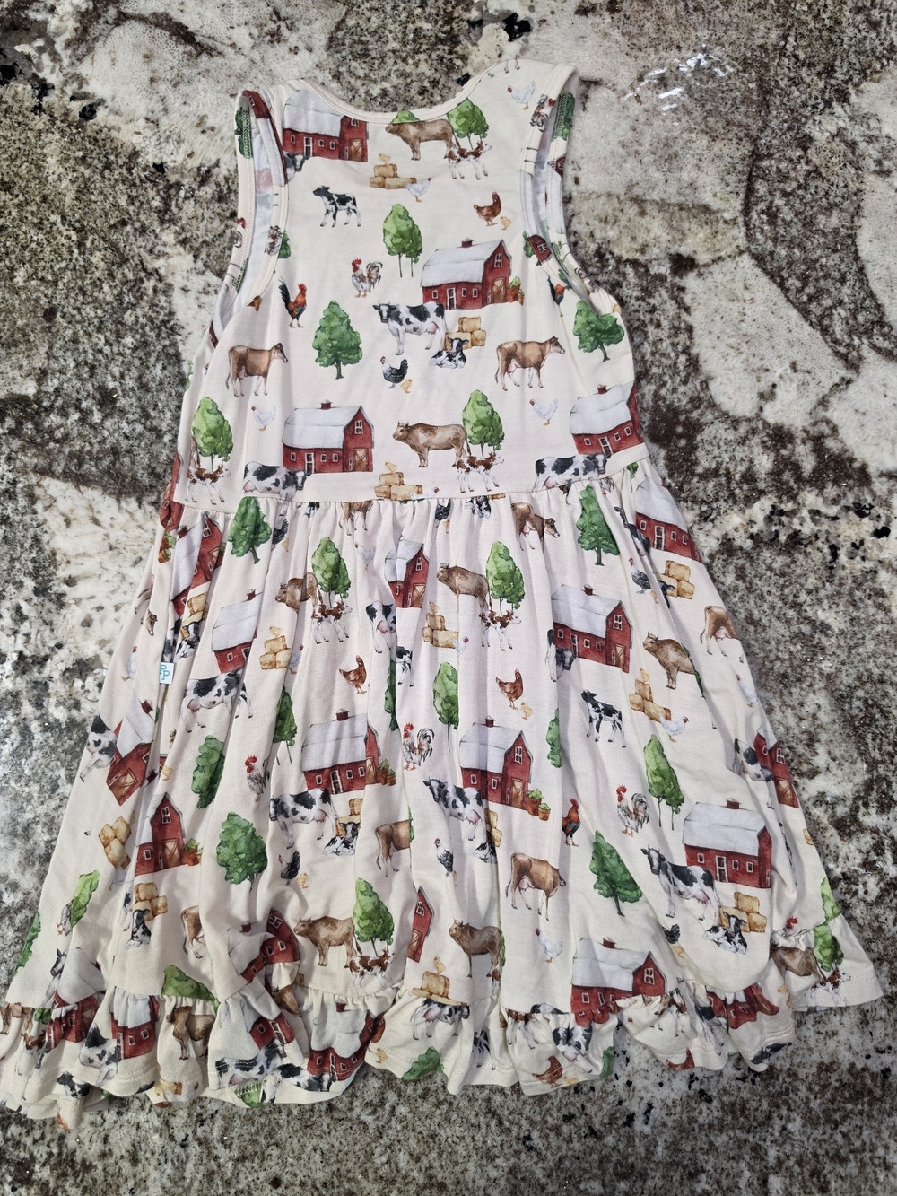 Posh Peanut Bamboo Farm Animal Print Sleeveless Dress with Green & Red Accents - Picture 2 of 4
